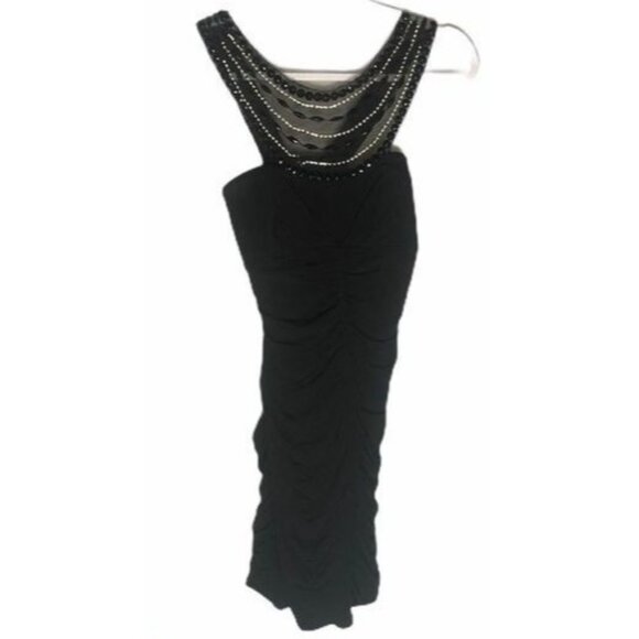 ruby rox Black Cocktail Dress midi beaded embellished sleeveless medium READ - Picture 1 of 8